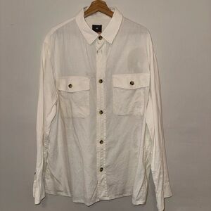 H&M White Casual Linen Button Down Shirt Jacket